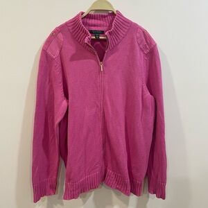 Lauren Ralph Lauren Fuchsia Zip-Up Cardigan. 100% Cotton size 3X